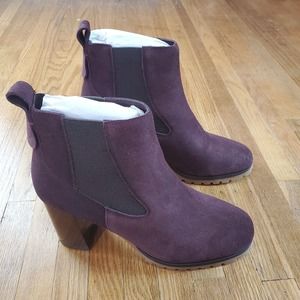 Sanctuary Ravish Suede Chelsea Heel Boot Sz 8 Burgundy Red Bootie Ankle Lug